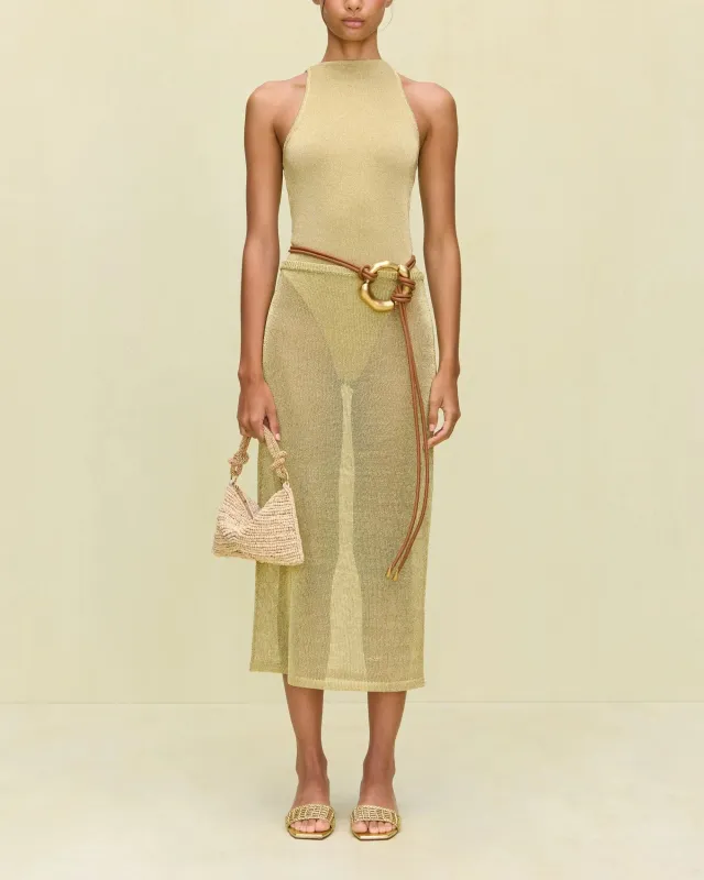 Cult Gaia - Anura Knit Skirt - Gold sold by Jessie Boutique