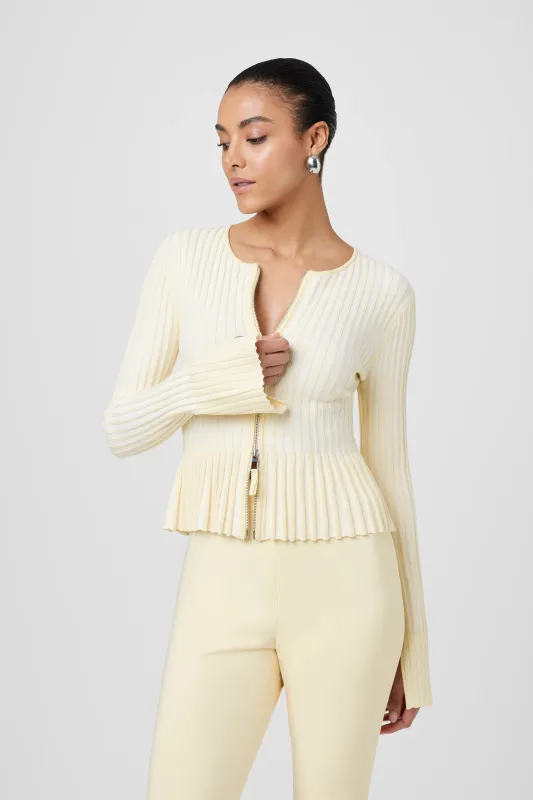 Toccin - Priscilla Zip Front Cardigan - Butter/Optic sold by Jessie Boutique