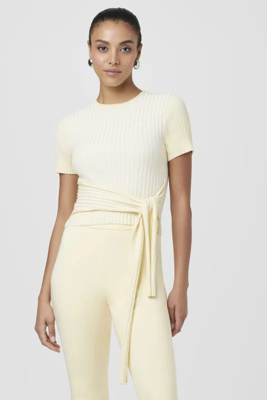 Toccin - Reilly Tie Front Tee - Butter/Optic sold by Jessie Boutique