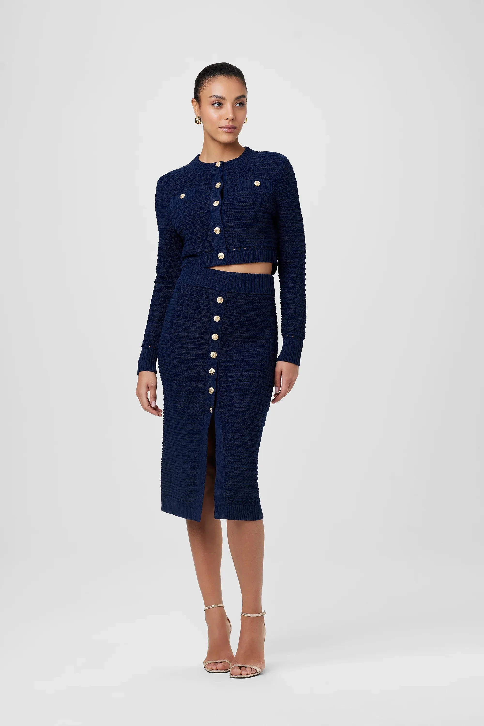 Toccin - Miller Pointelle Cardigan - Navy sold by Jessie Boutique product image thumbnail 2