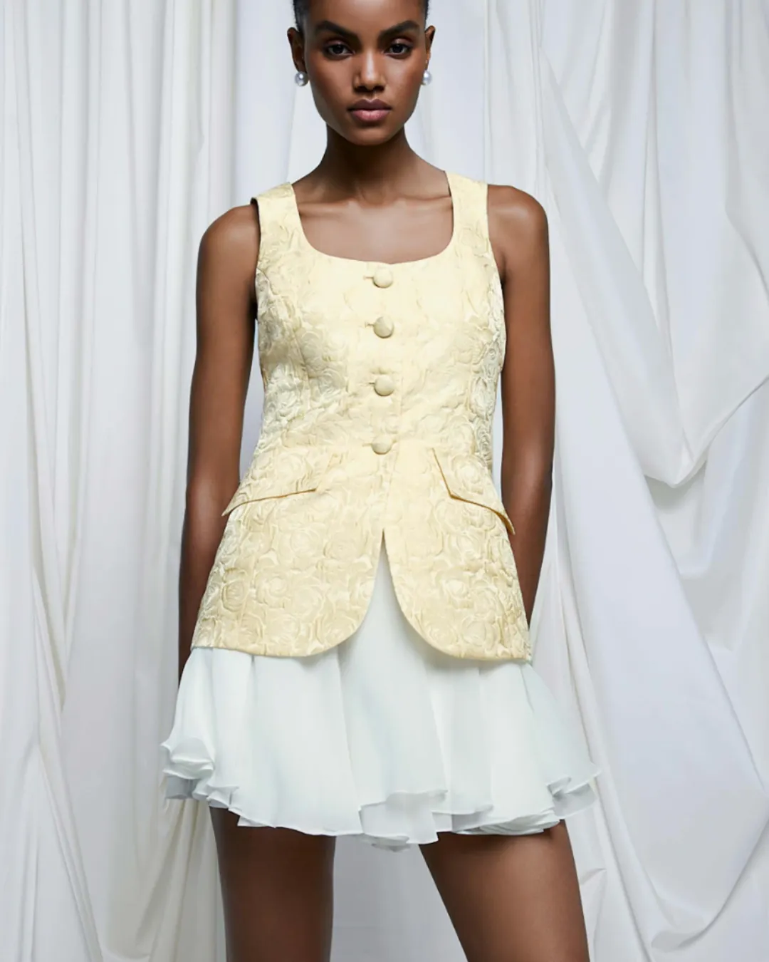 Amanda Uprichard - Lilibet Dress - White/Cornsilk sold by Jessie Boutique product image thumbnail 2