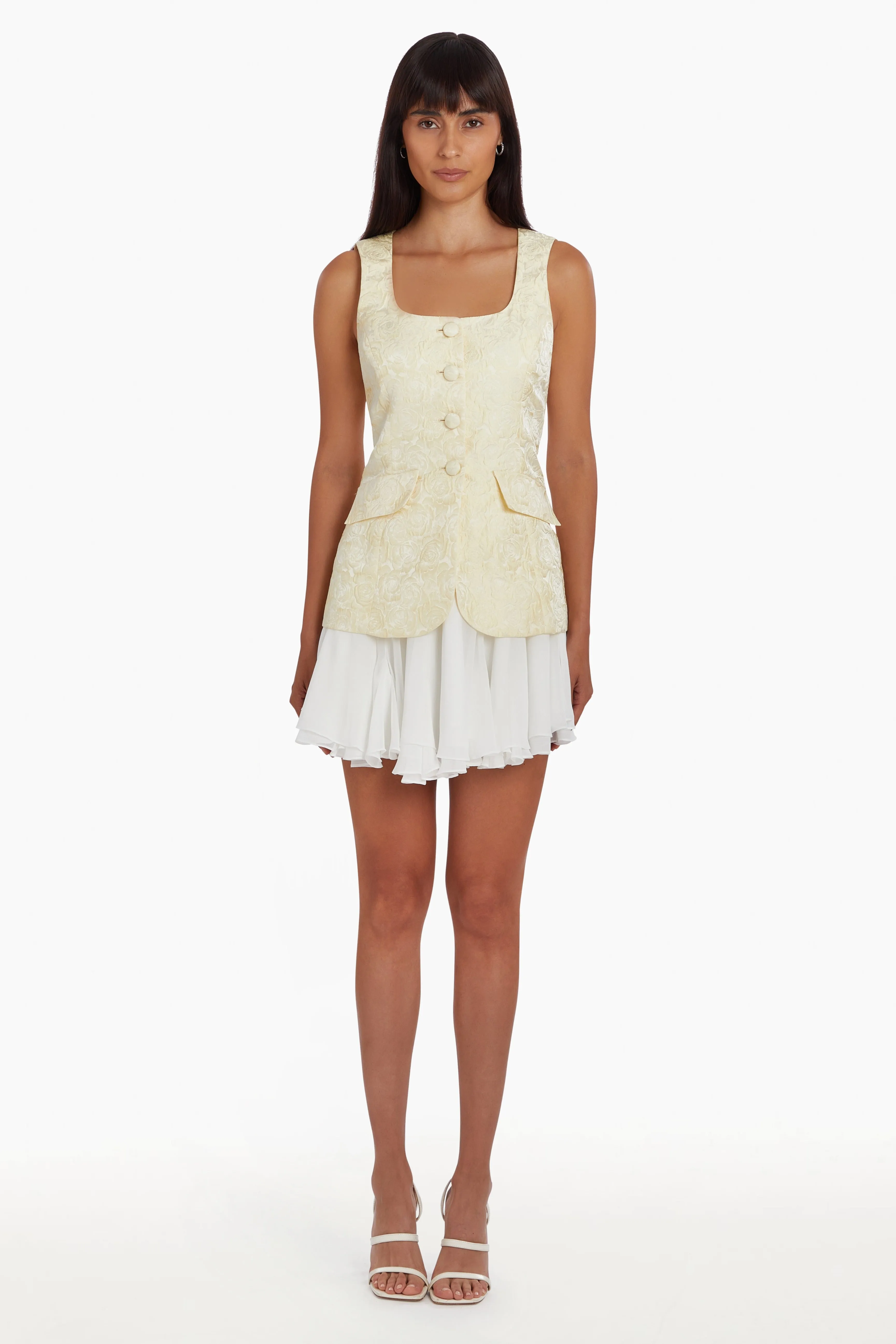 Amanda Uprichard - Lilibet Dress - White/Cornsilk sold by Jessie Boutique