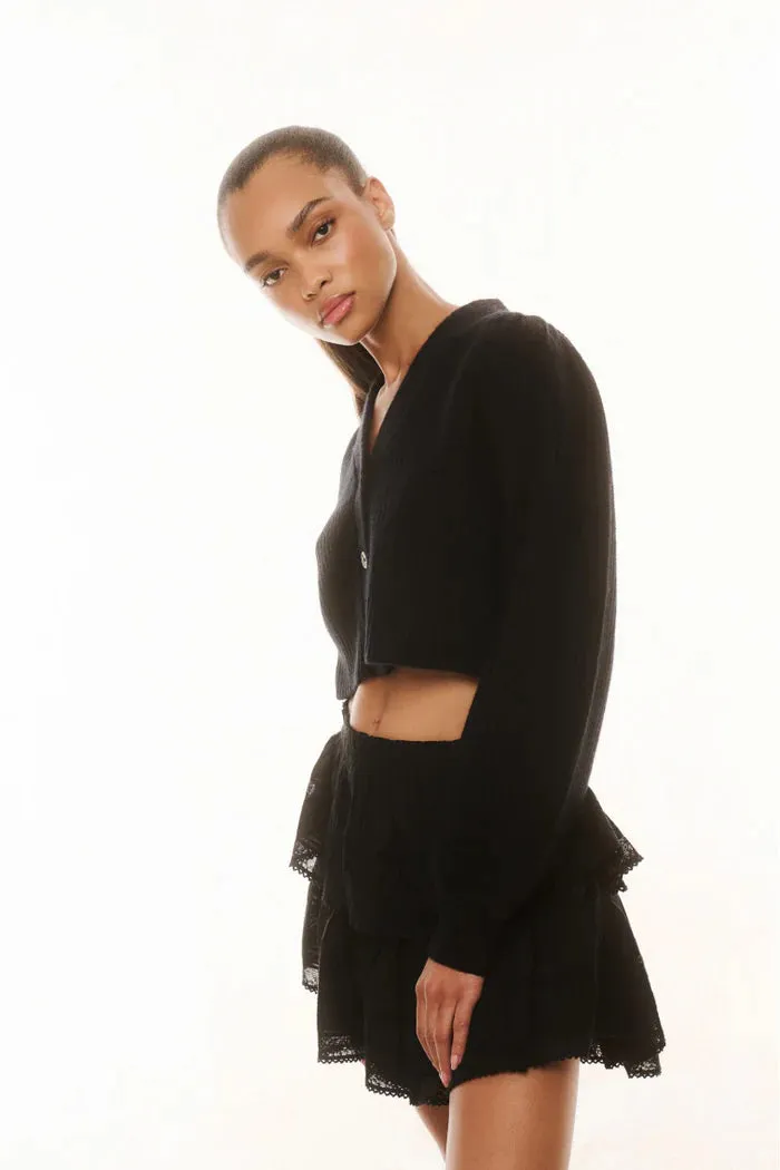 Loveshackfancy - Avignon V-Neck Crop Cardigan - Black sold by Jessie Boutique product image thumbnail 2