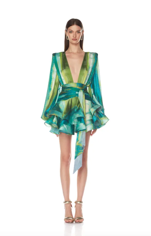 Bronx and Banco - Bedouin Coastal Mini Dress - Blue Multi made by Jessie Boutique