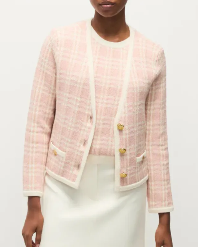 Veronica Beard - Claudine Knit Jacket - Off White/Pink Clay sold by Jessie Boutique