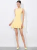 Alice + Olivia - Isa Crewneck Mini Dress - Butter sold by Jessie Boutique