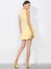 Alice + Olivia - Isa Crewneck Mini Dress - Butter sold by Jessie Boutique