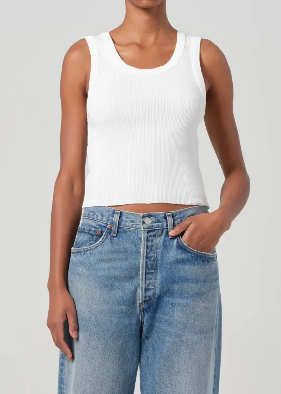 Agolde - Shrunken Poppy Tank - White sold by Jessie Boutique