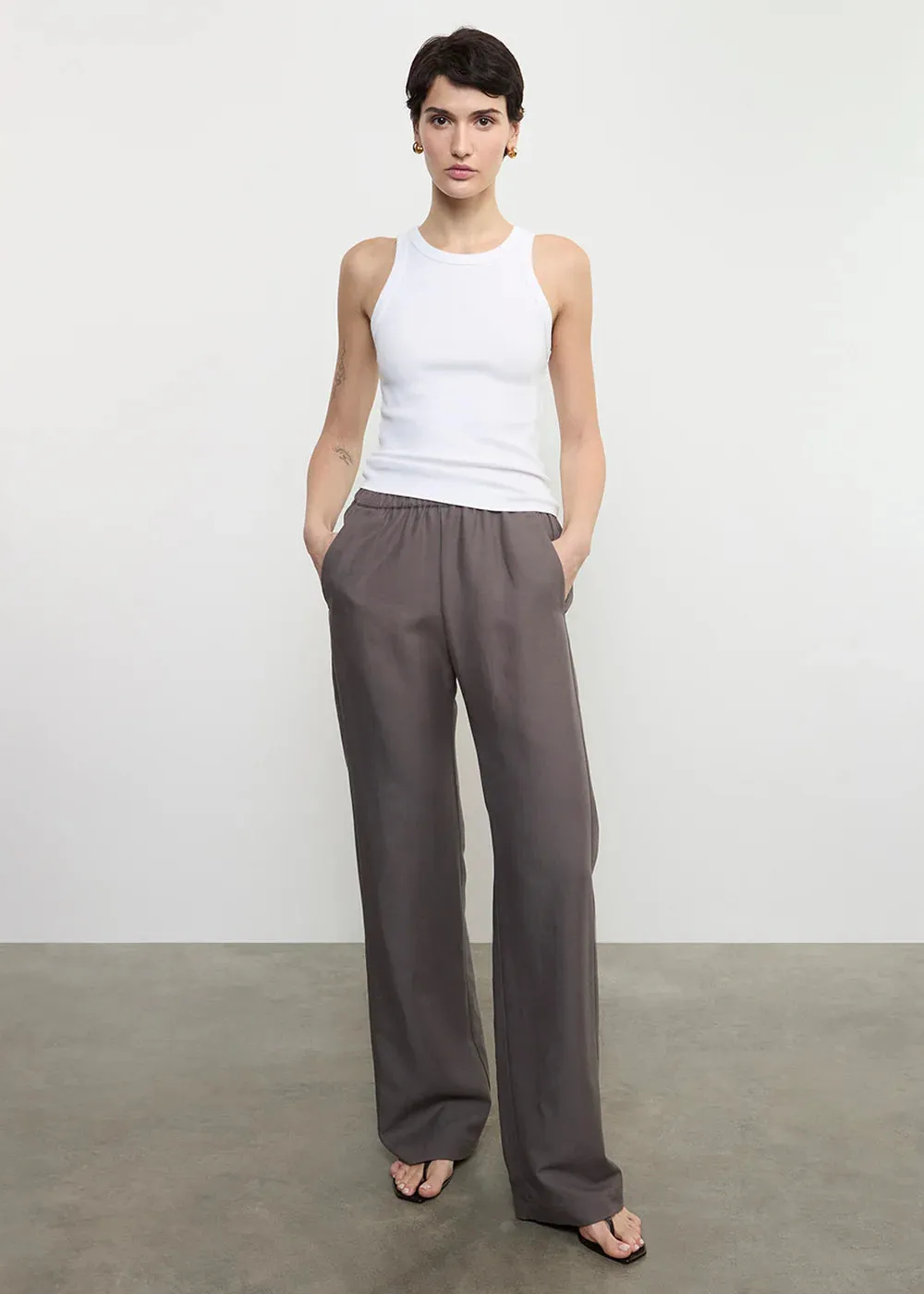 Enza Costa - Twill Everywhere Pant - Iron sold by Jessie Boutique
