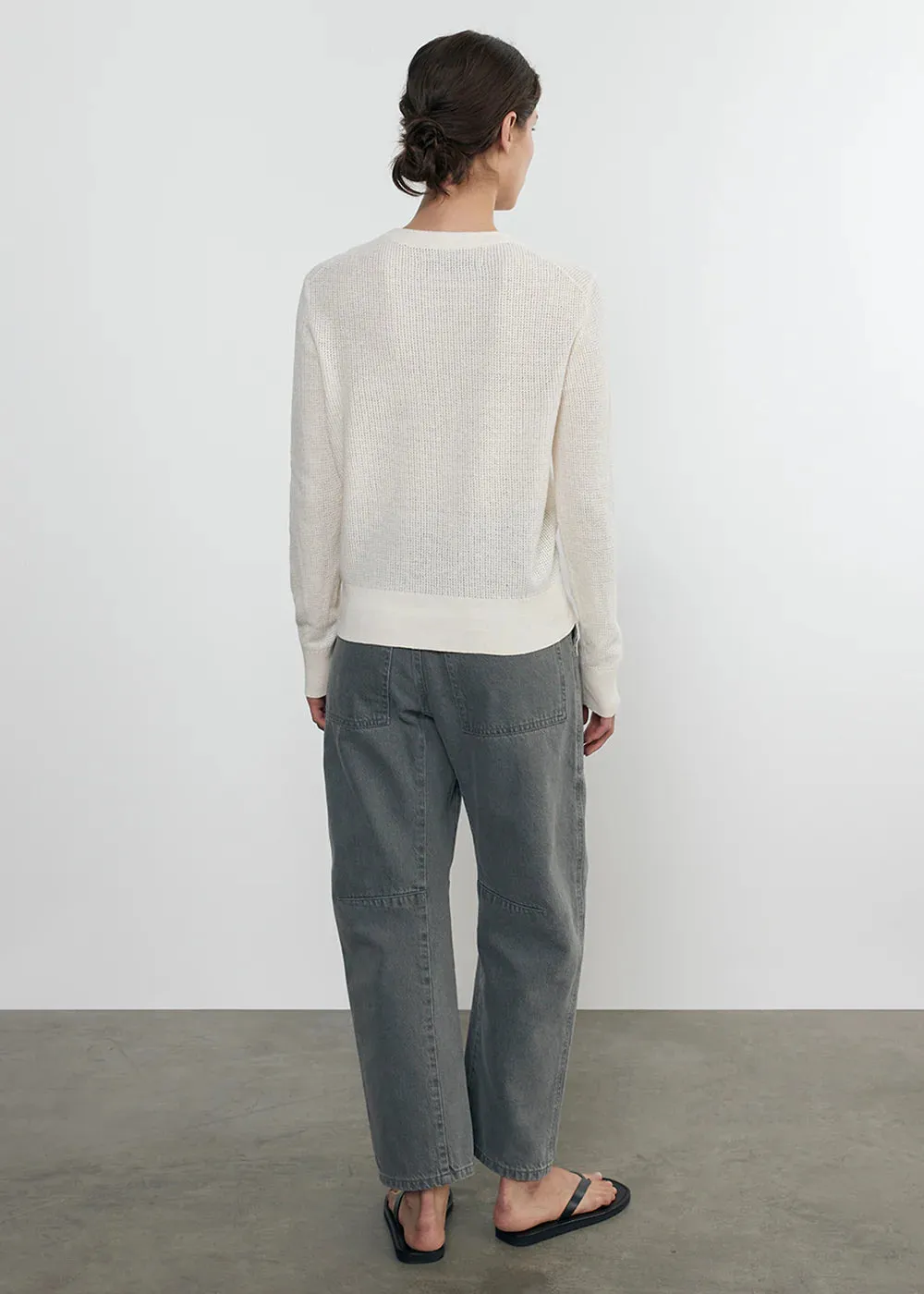 Enza Costa - Linen Open Knit Crewneck Sweater - Cream sold by Jessie Boutique product image thumbnail 3