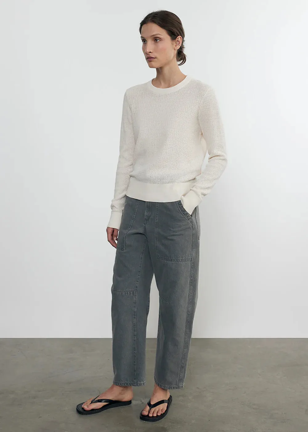 Enza Costa - Linen Open Knit Crewneck Sweater - Cream sold by Jessie Boutique product image thumbnail 2