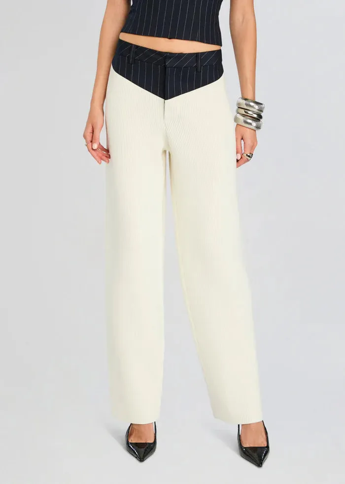 SER.O.YA - Shaina Pant - White/Navy Pinstripe sold by Jessie Boutique