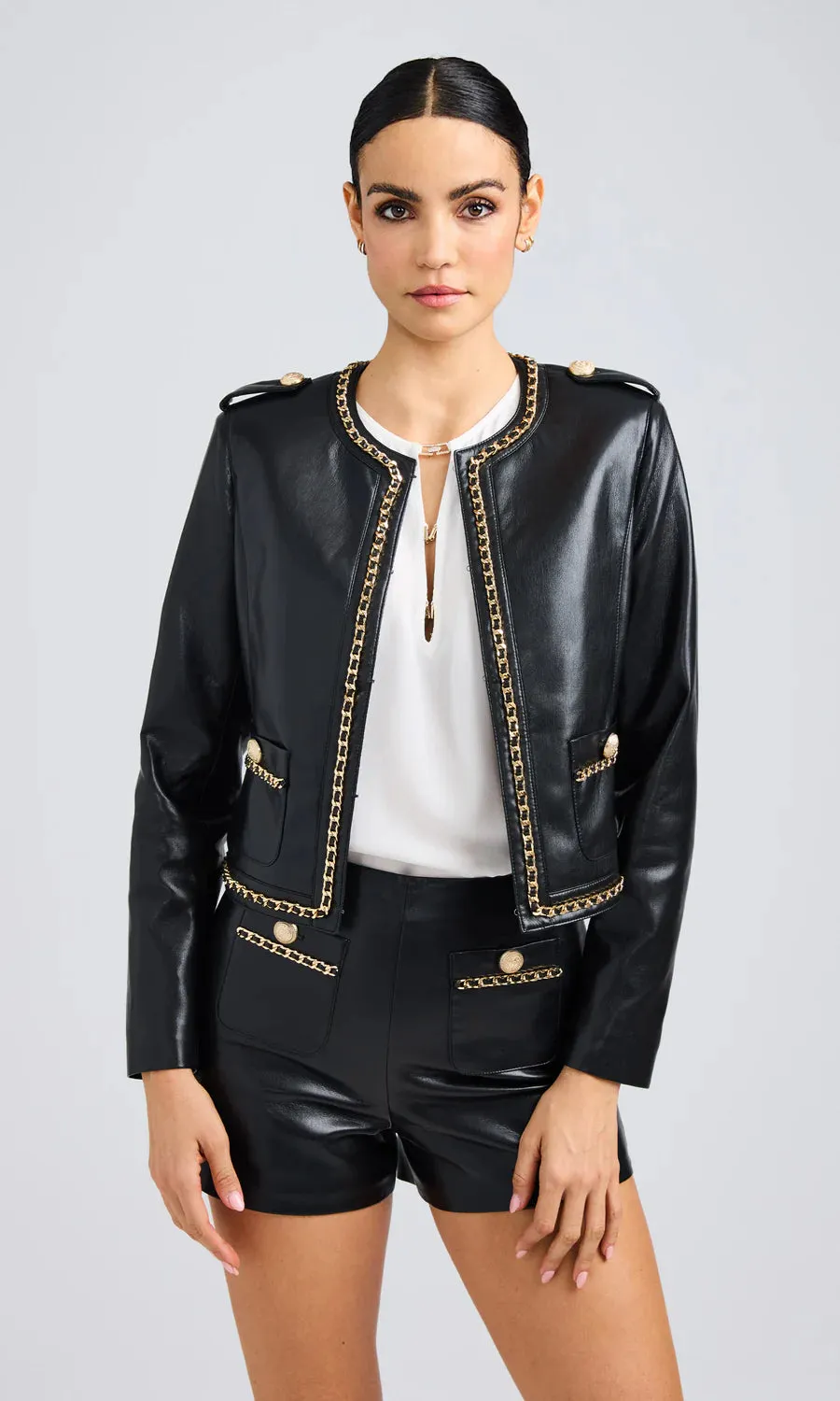 Generation love - Jemmy Chain Vegan Leather Jacket - Black sold by Jessie Boutique product image thumbnail 3