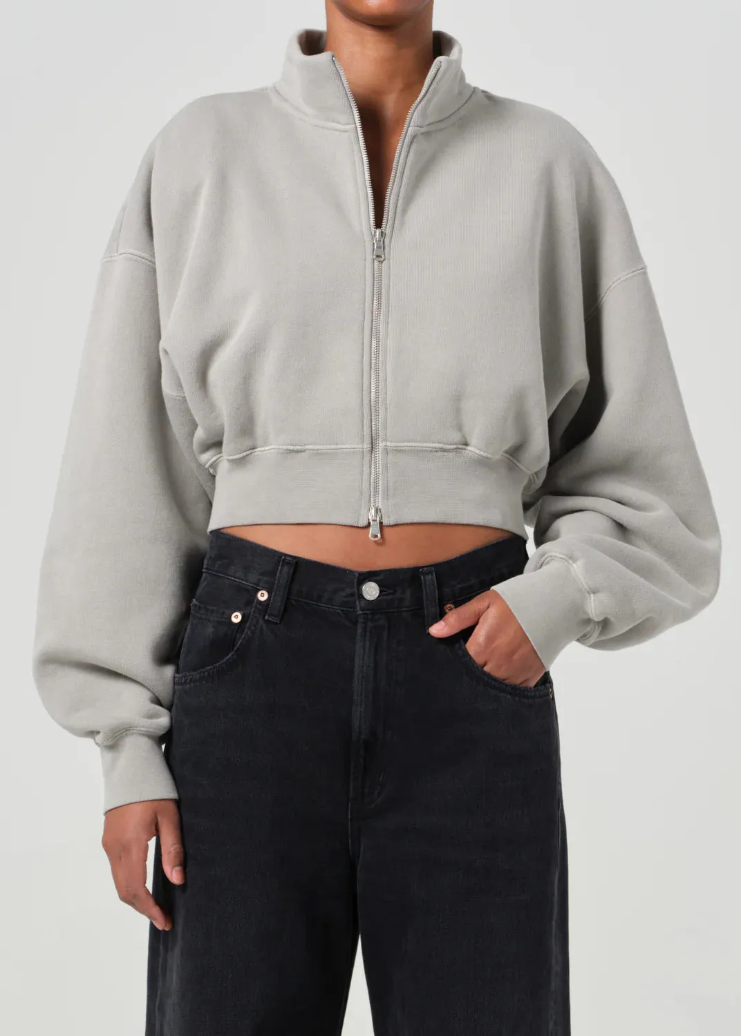 Agolde - Asta Zip Sweatshirt - Drab sold by Jessie Boutique product image thumbnail 2