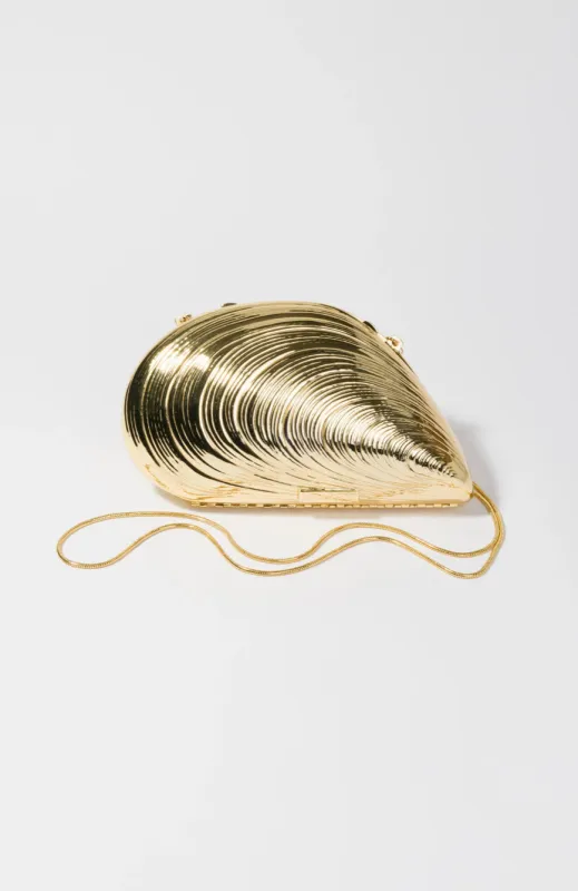 Simkhai - Bridget Metal Shell Clutch - Gold sold by Jessie Boutique