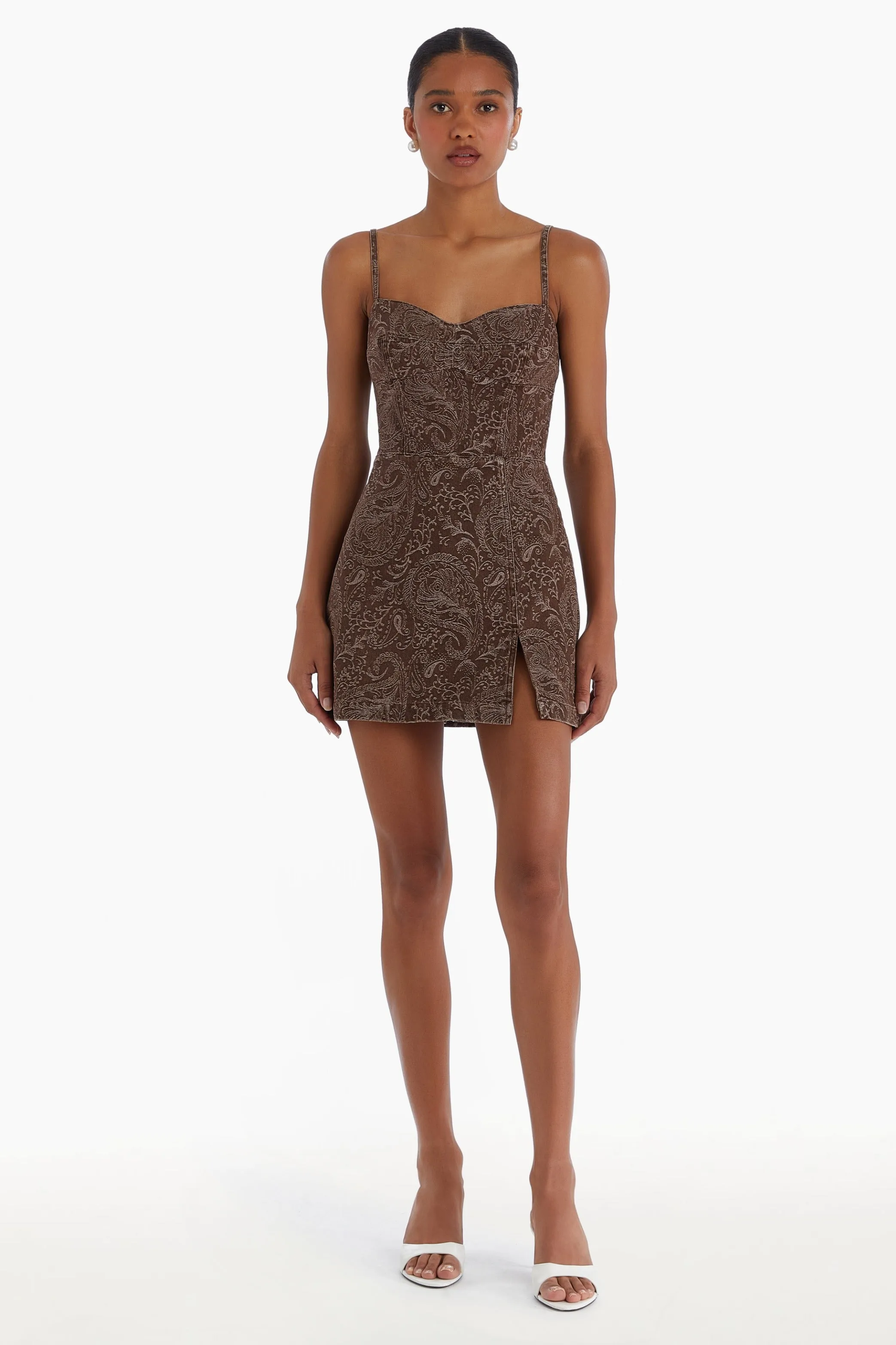 Amanda Uprichard - Taylor Skort Romper - Brown Paisley sold by Jessie Boutique product image thumbnail 2