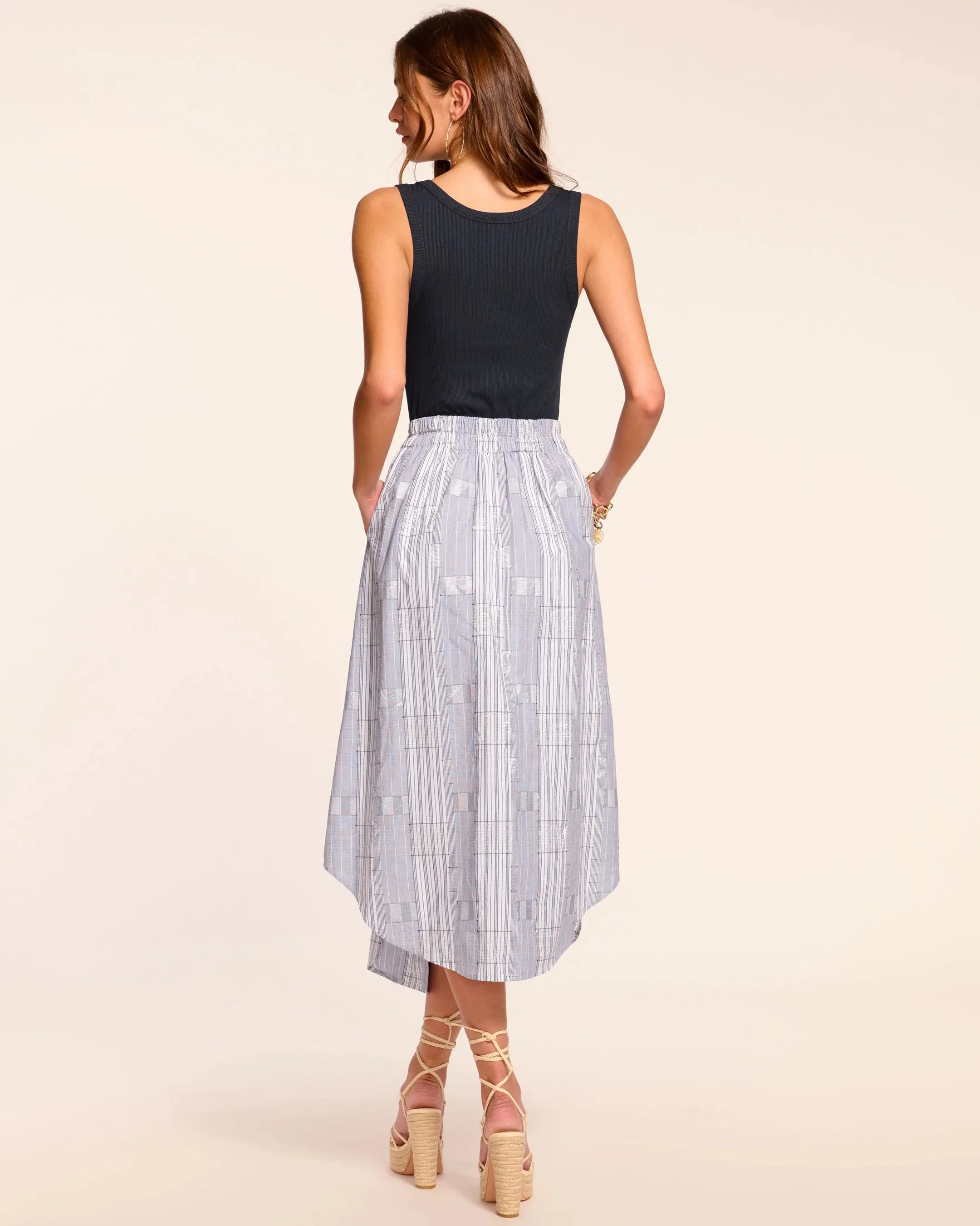 Ramy Brook - Aralyn Poplin Combo Sleeveless Midi Dress - Navy Patchwork sold by Jessie Boutique product image thumbnail 4