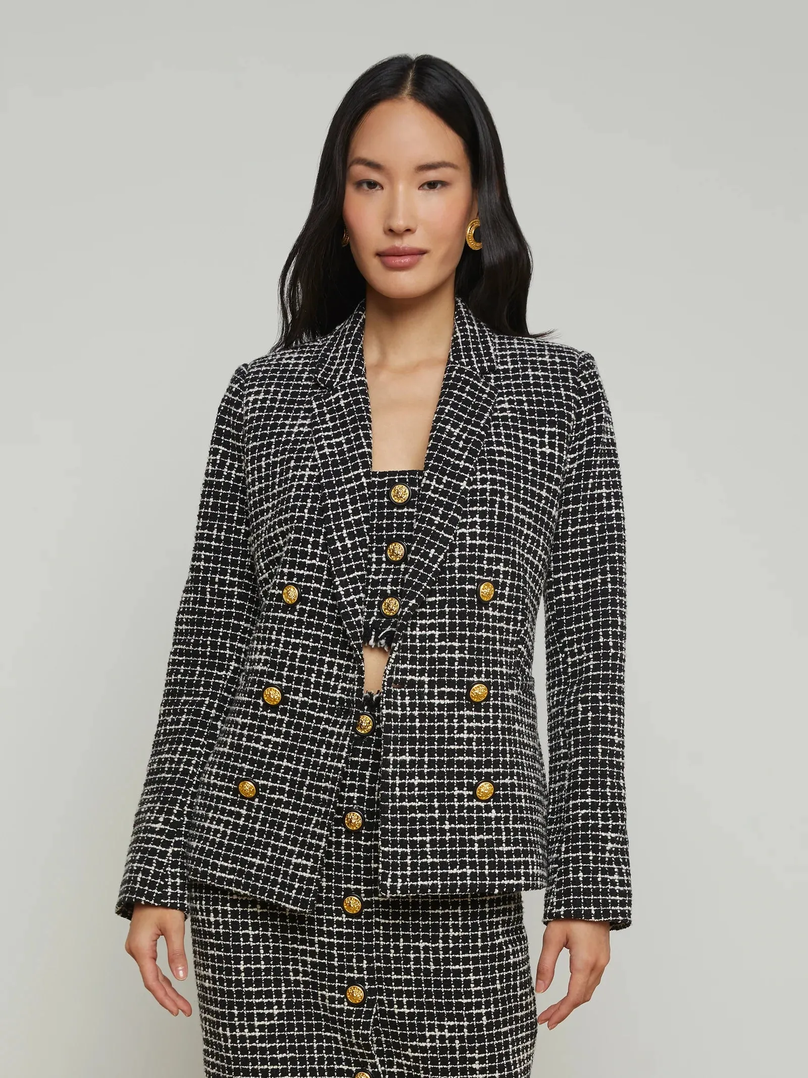 L'agence - Colin Tweed Blazer - Black/Ecru sold by Jessie Boutique product image thumbnail 2