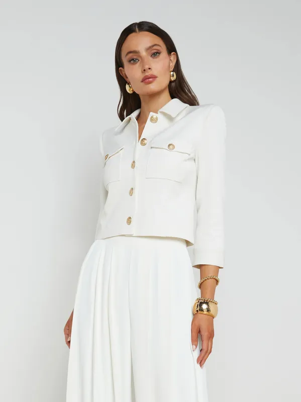 L’agence - Kumi Cropped Jacket - White sold by Jessie Boutique