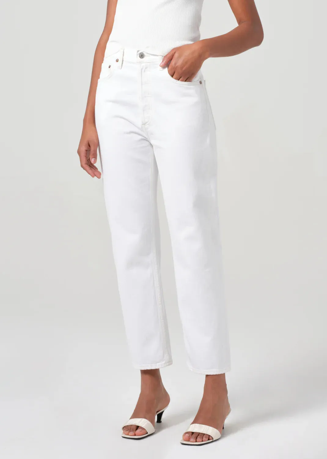 Agolde - 90s Pinch Waist Crop Jean - Marshmallow sold by Jessie Boutique product image thumbnail 3