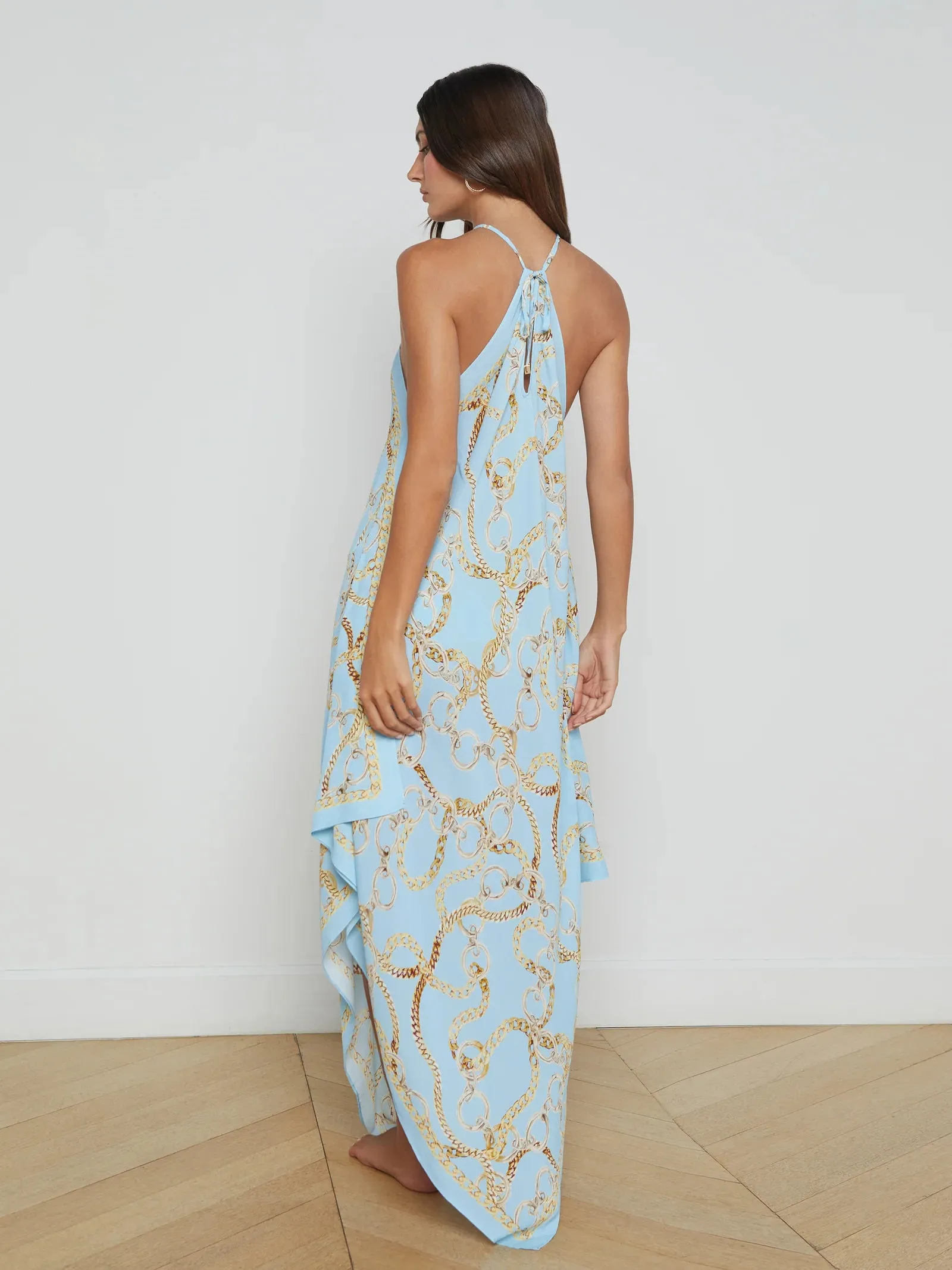 L'agence - Elise Halter Midi Dress - Sky Blue Multi Chain sold by Jessie Boutique product image thumbnail 2