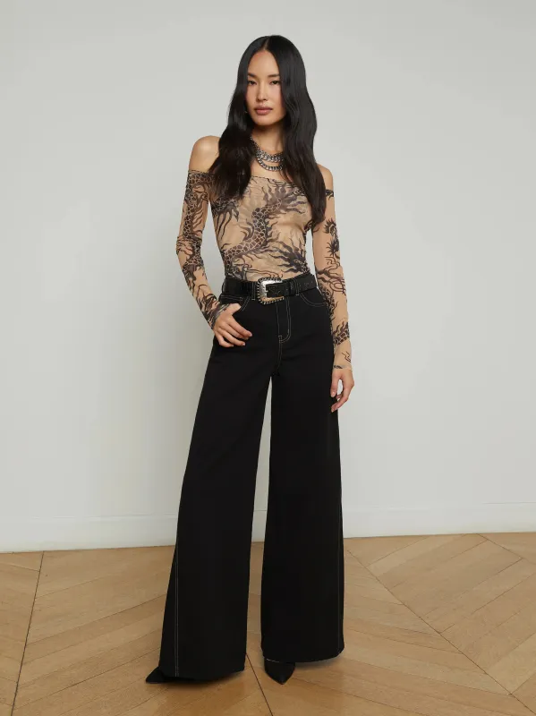 L'agence - Beau Wide-Leg Jean - Noir/Mothergoose sold by Jessie Boutique