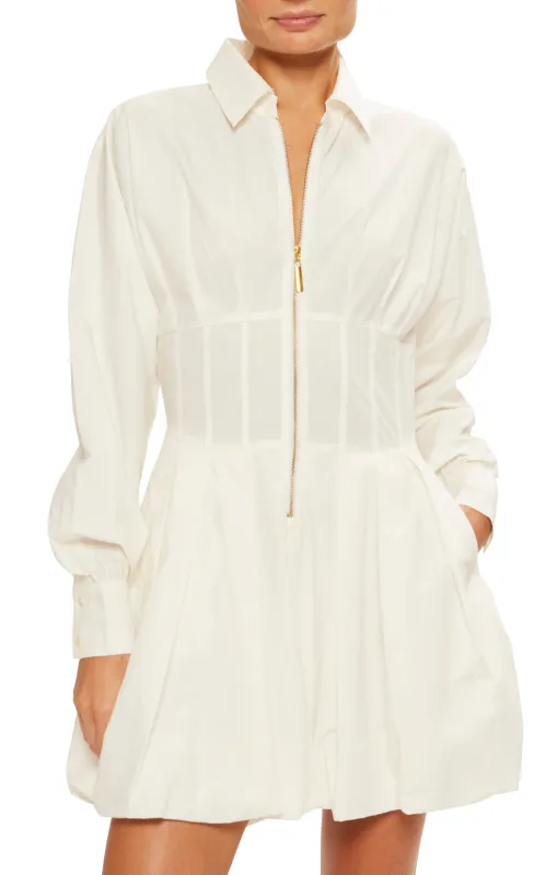 Ramy Brook - Naira Cotton Poplin Bubble Mini Dress - White sold by Jessie Boutique