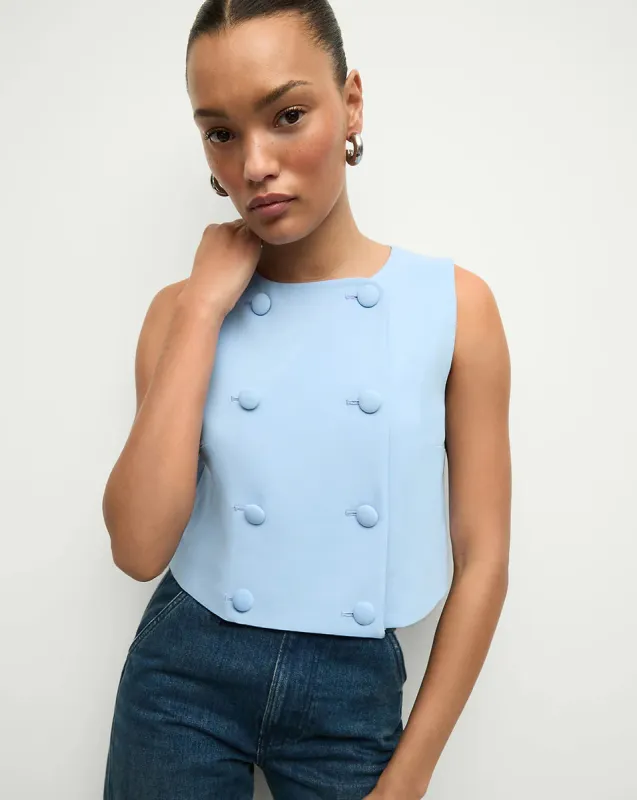 Veronica Beard - Drexley Cropped Vest - Blue Sky sold by Jessie Boutique