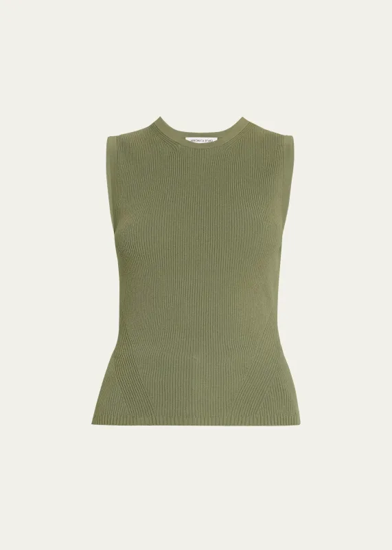 Veronica Beard - Sid Sleeveless Crew-Neck Pullover - Stone Army sold by Jessie Boutique