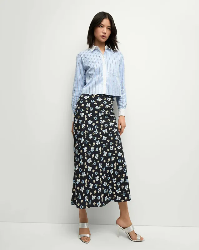 Veronica Beard - Clover Stretch-Silk Floral Skirt - Navy Multi sold by Jessie Boutique