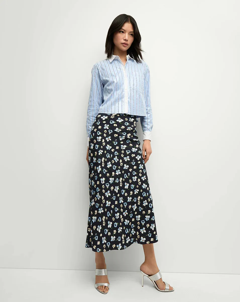 Veronica Beard - Clover Stretch-Silk Floral Skirt - Navy Multi sold by Jessie Boutique