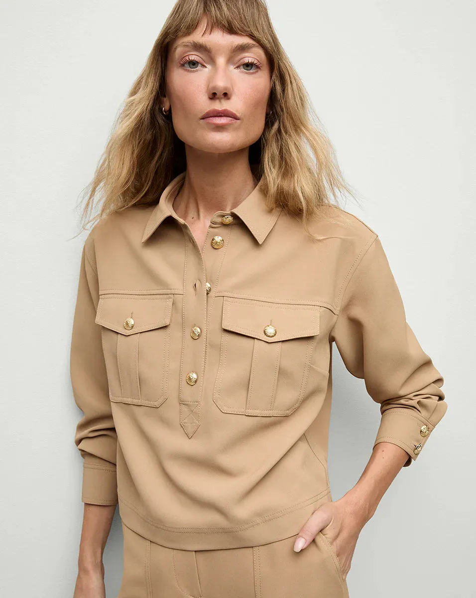 Veronica Beard - Colvin Top - Khaki sold by Jessie Boutique