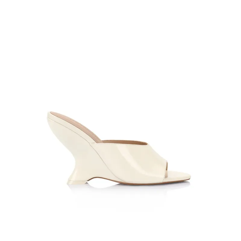 Lana Wilkinson - Martha Wedge Patent Leather - White sold by Jessie Boutique