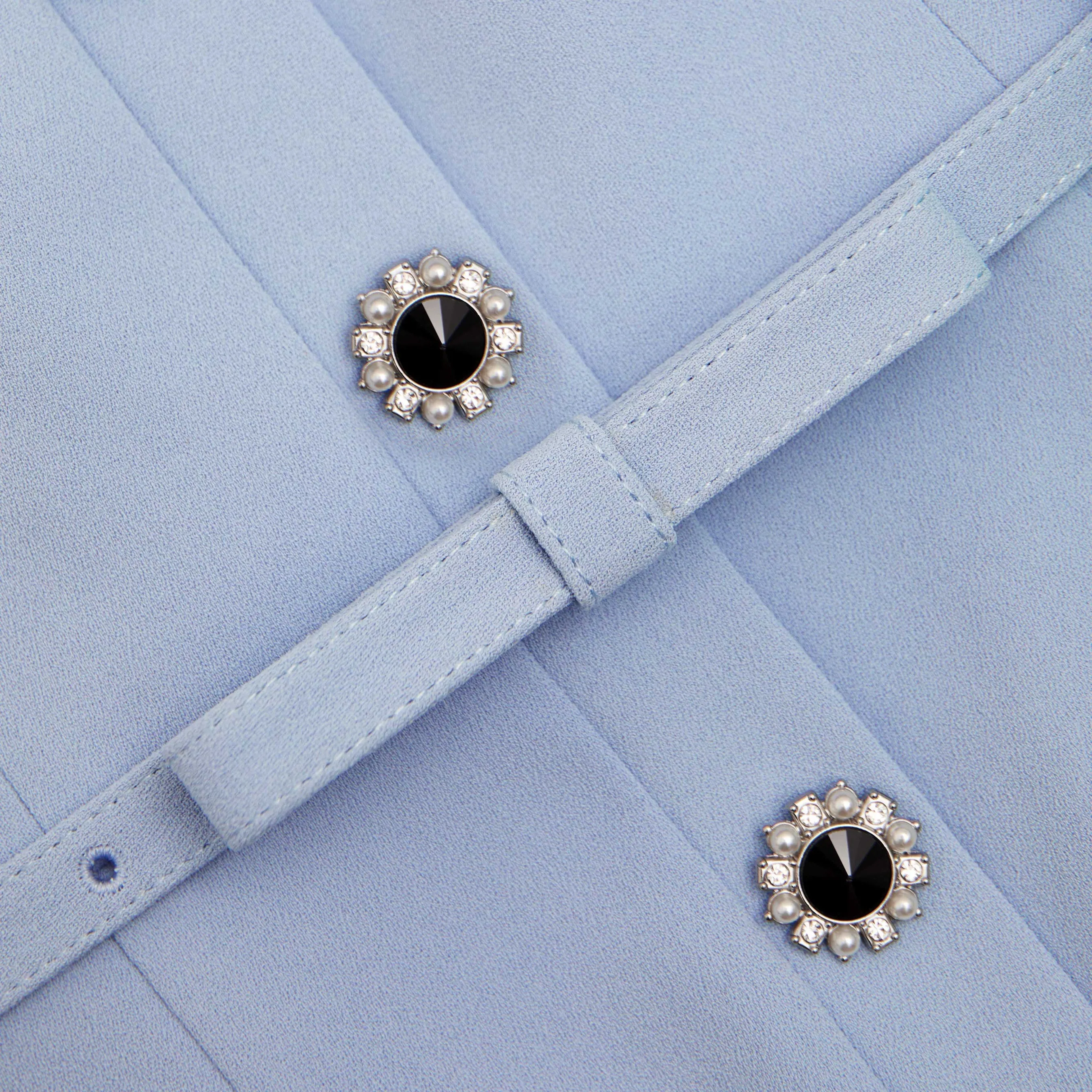 Self-portrait - Crepe Button Midi Dress - Blue sold by Jessie Boutique product image thumbnail 5
