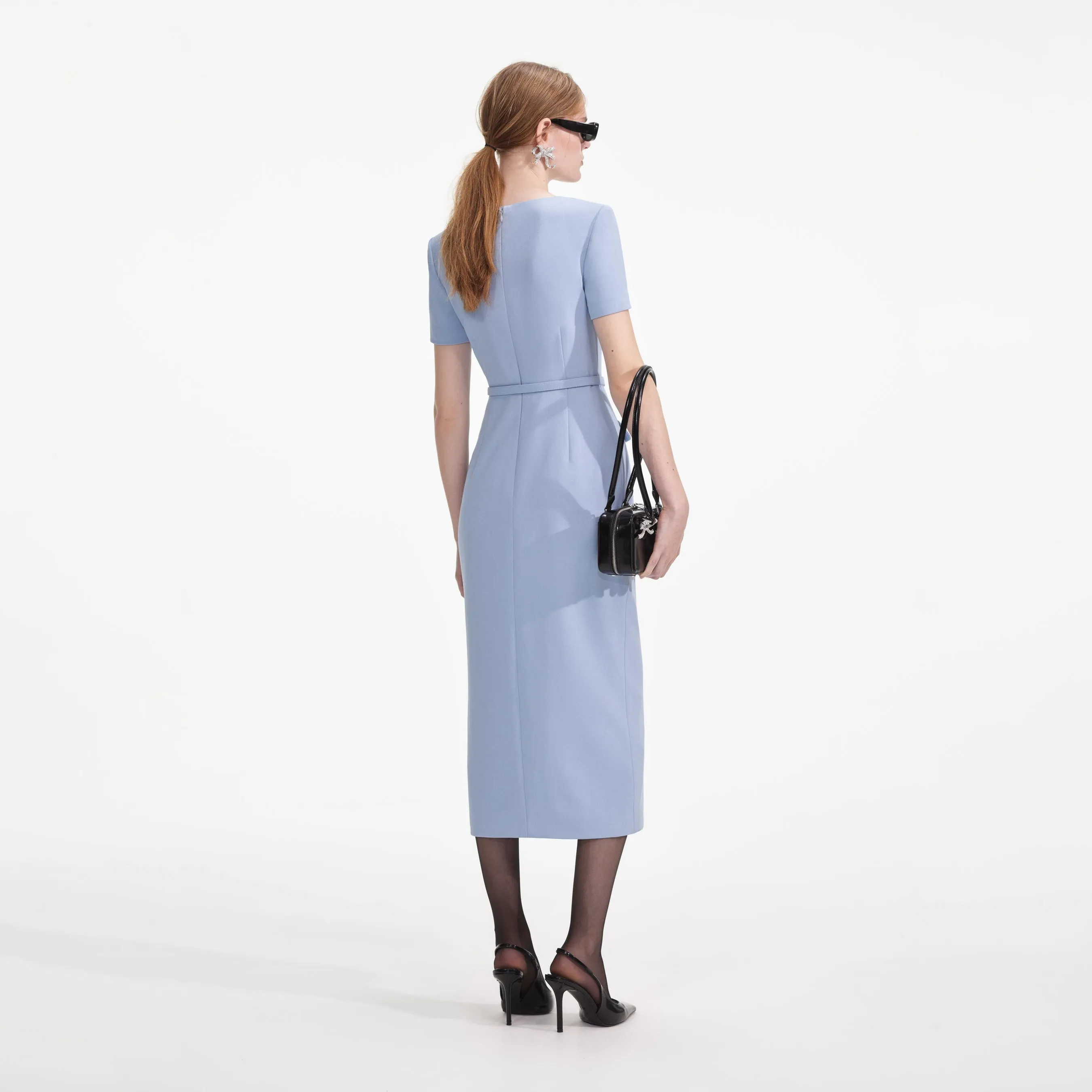 Self-portrait - Crepe Button Midi Dress - Blue sold by Jessie Boutique product image thumbnail 3