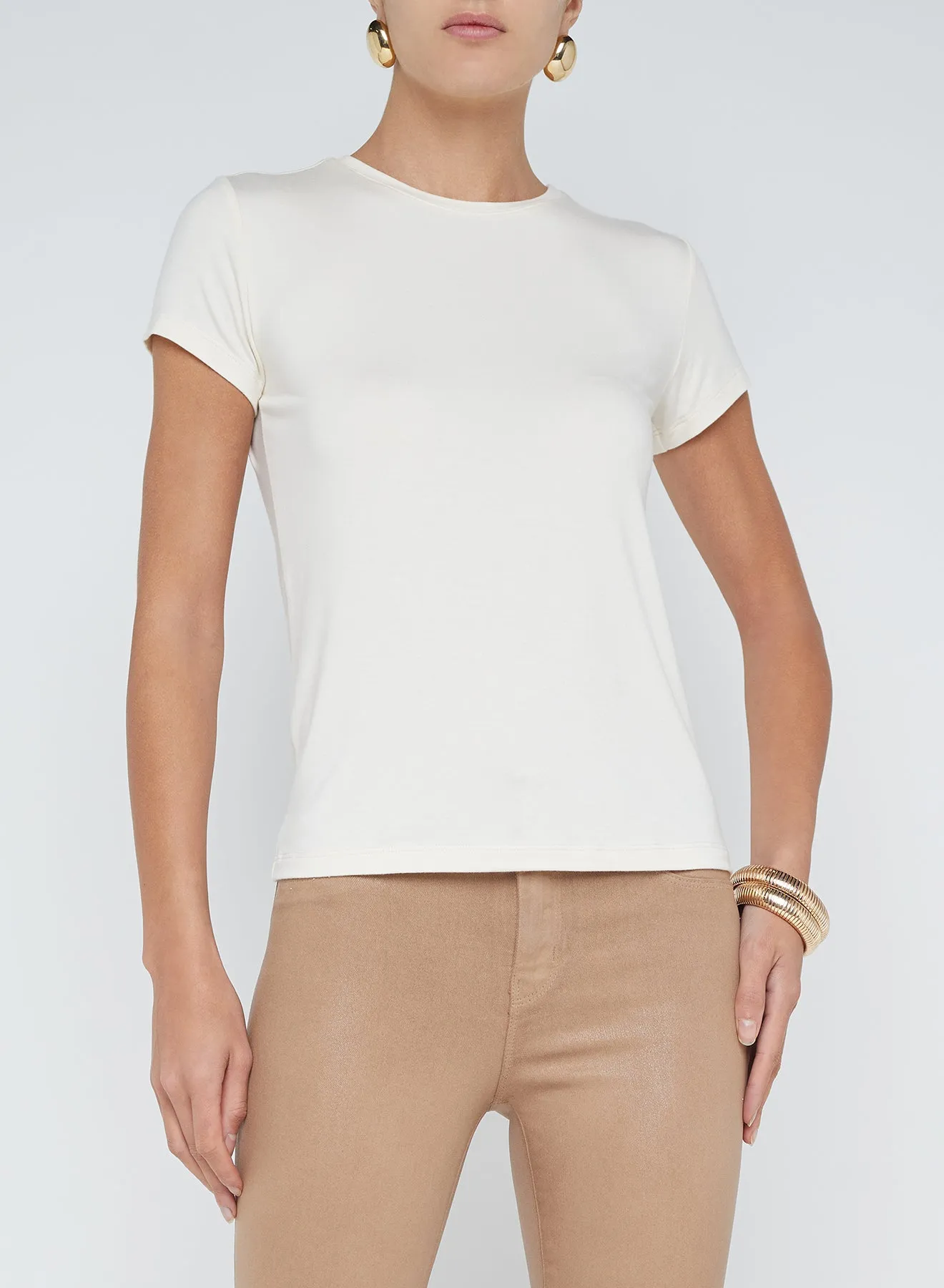 L’agence - Ressi Fitted Tee - Vintage White sold by Jessie Boutique product image thumbnail 3