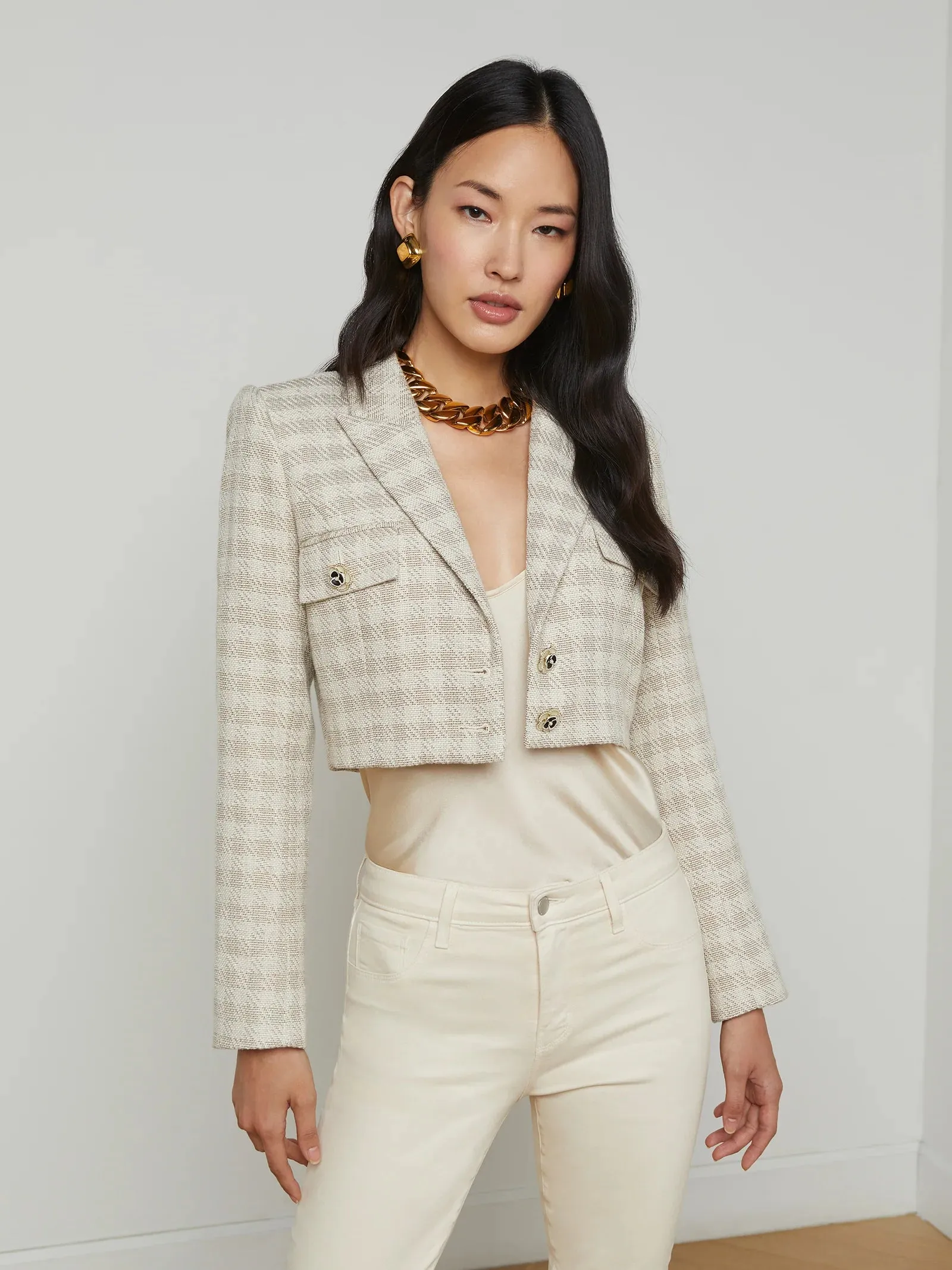 L’agence - Maura Cropped Jacket - Ecru/Gold sold by Jessie Boutique