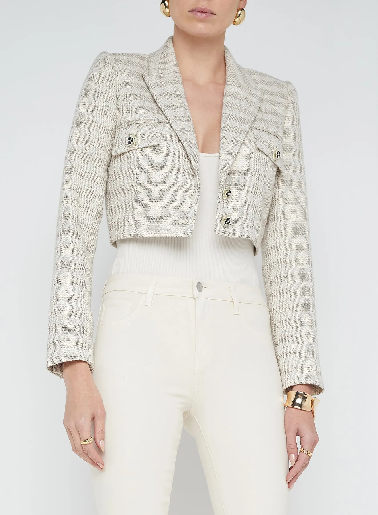 L’agence - Maura Cropped Jacket - Ecru/Gold sold by Jessie Boutique product image thumbnail 2