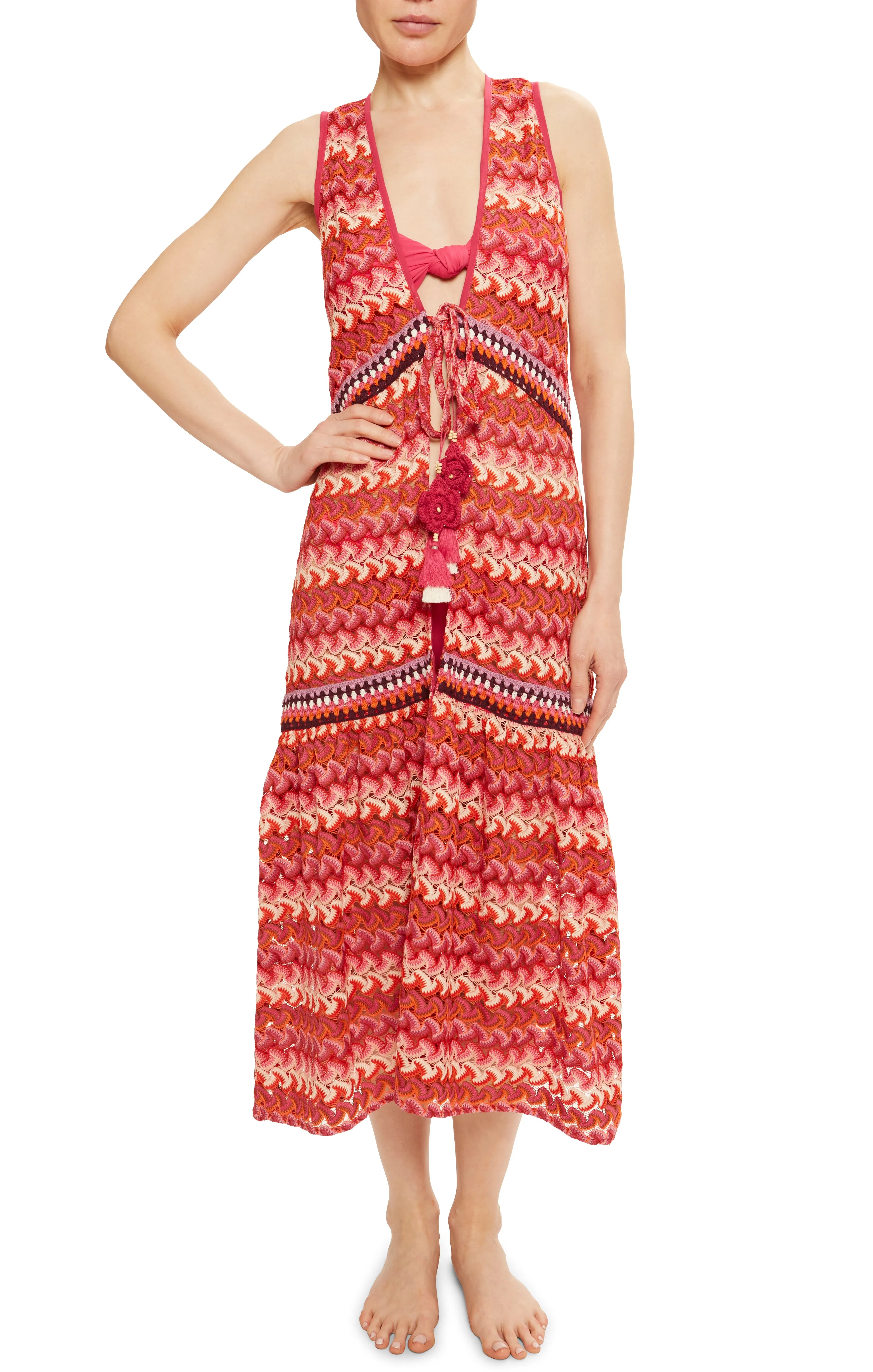 Ramy Brook - Alijah Dress - Pink Chevron sold by Jessie Boutique