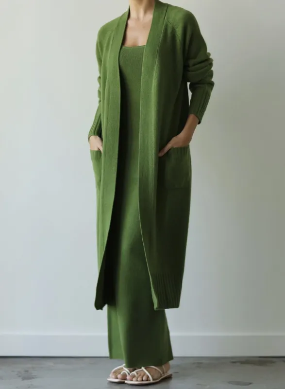 Parentezi - Antonella Long Cashmere Cardigan - Moss sold by Jessie Boutique