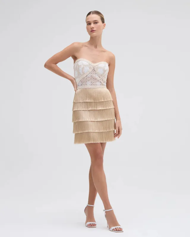 Patbo - Crochet Mini Dress - Natural sold by Jessie Boutique