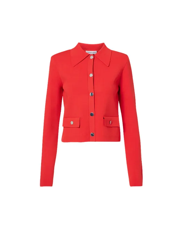 Veronica Beard - Katia Knit Button-Front Jacket - Poppy sold by Jessie Boutique