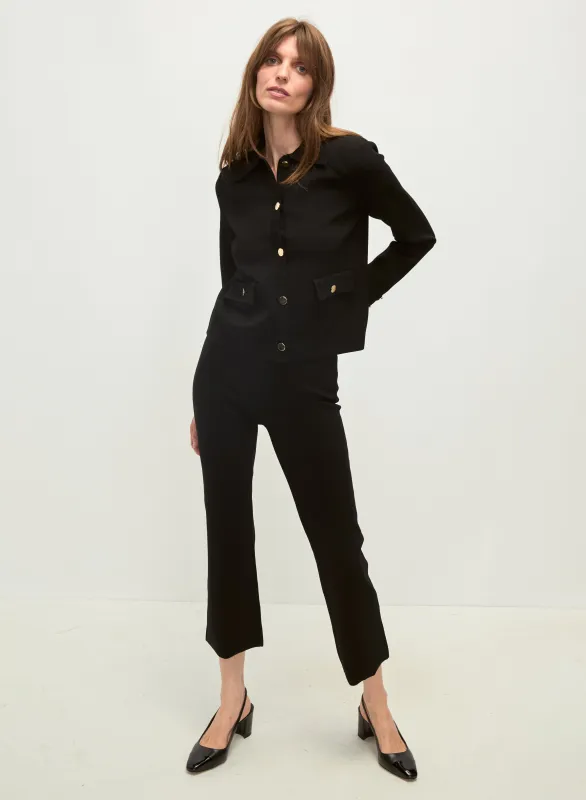 Veronica Beard - Bray Knit High-Rise Crop Pants - Black sold by Jessie Boutique