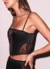 Fleur Du Mal - Silk and Bouquet Lace Corset Top - Black sold by Jessie Boutique