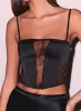 Fleur Du Mal - Silk and Bouquet Lace Corset Top - Black sold by Jessie Boutique