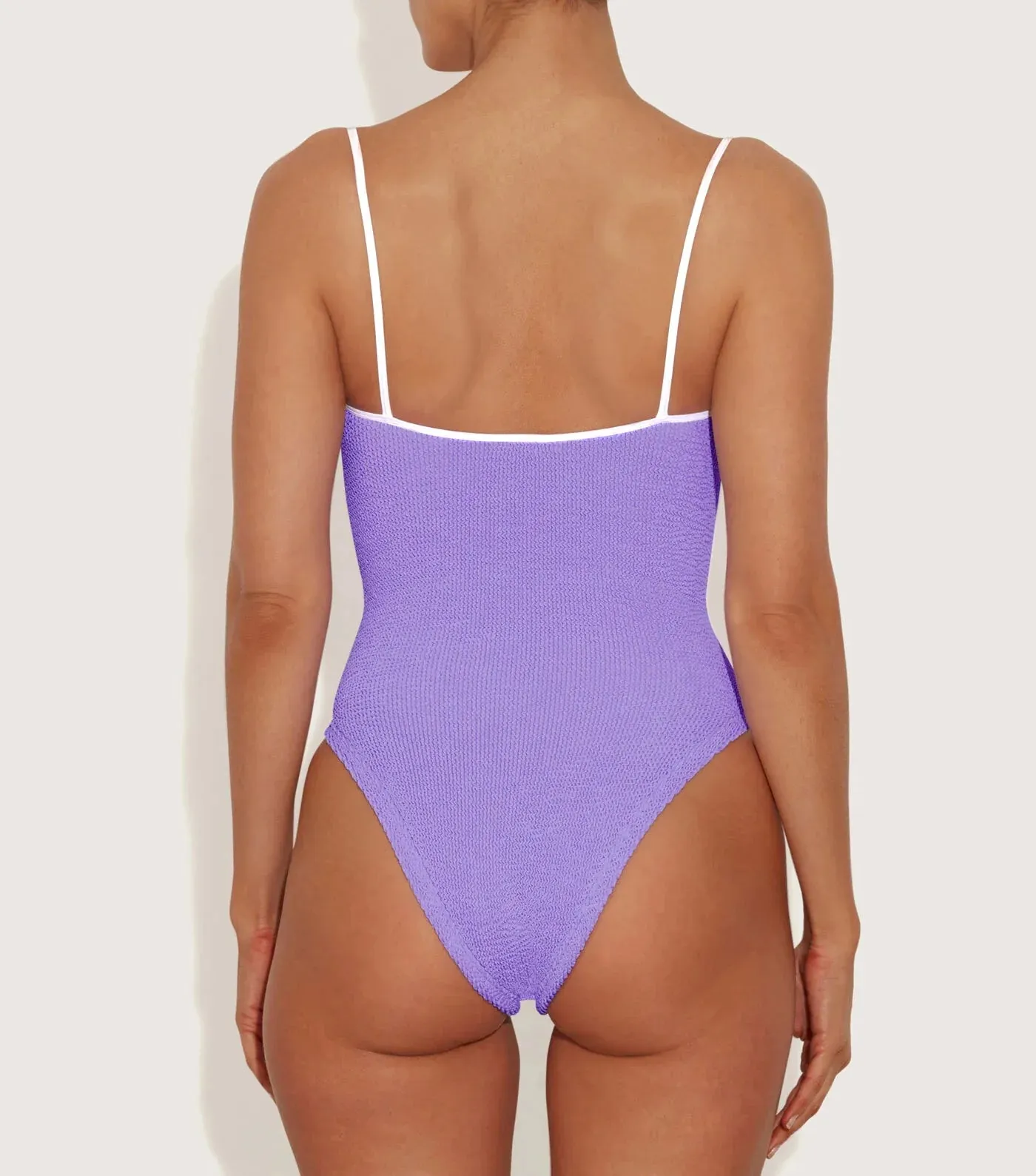 Hunza G - Pamela Swim Contrast - Lilac/White sold by Jessie Boutique product image thumbnail 2