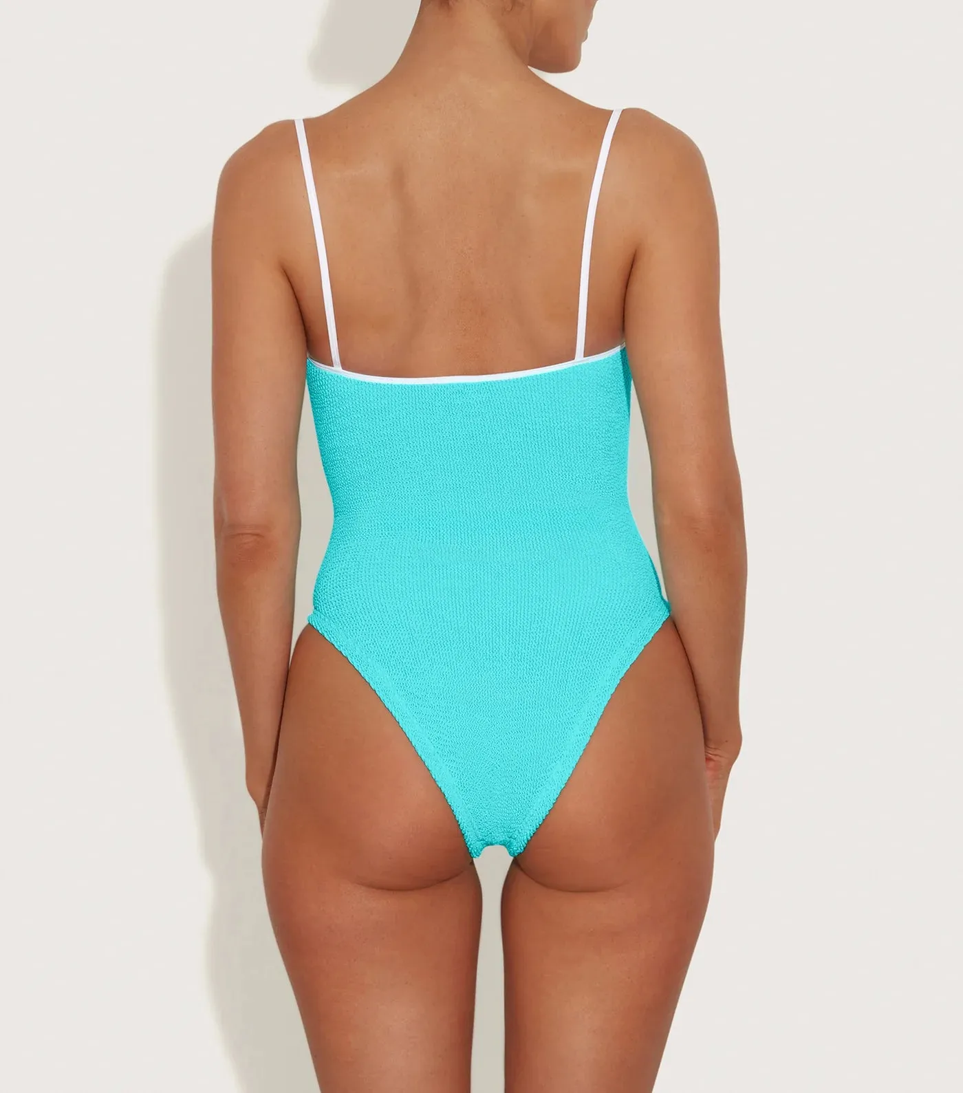 Hunza G - Pamela Swim Contrast - Aqua/White sold by Jessie Boutique product image thumbnail 2