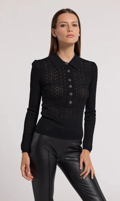 Generation love - Angelica Pointelle Sweater - Black sold by Jessie Boutique