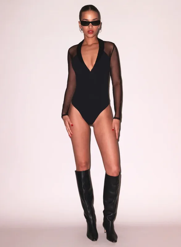 Fleur Du Mal - Tuxedo Bodysuit - Black sold by Jessie Boutique