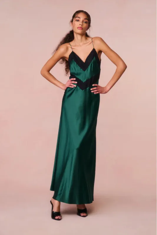 Loveshackfancy - Serita Lace-Trimmed Maxi Dress - Emerald Green sold by Jessie Boutique